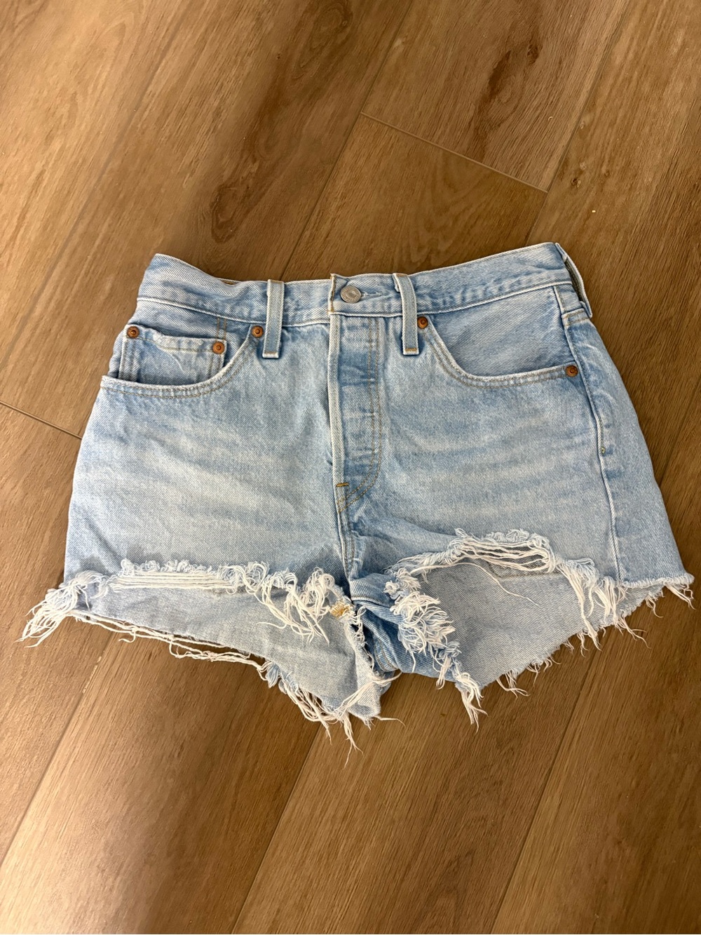 Levi's Light Blue Distressed Cutoff Denim Shorts